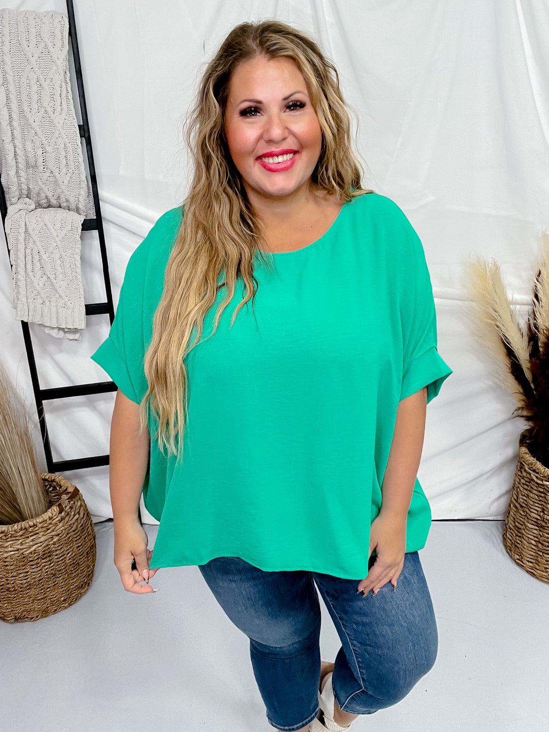 Emerald Poncho Like Dolman Sleeve Top - Whiskey Skies - ANDREE BY UNIT