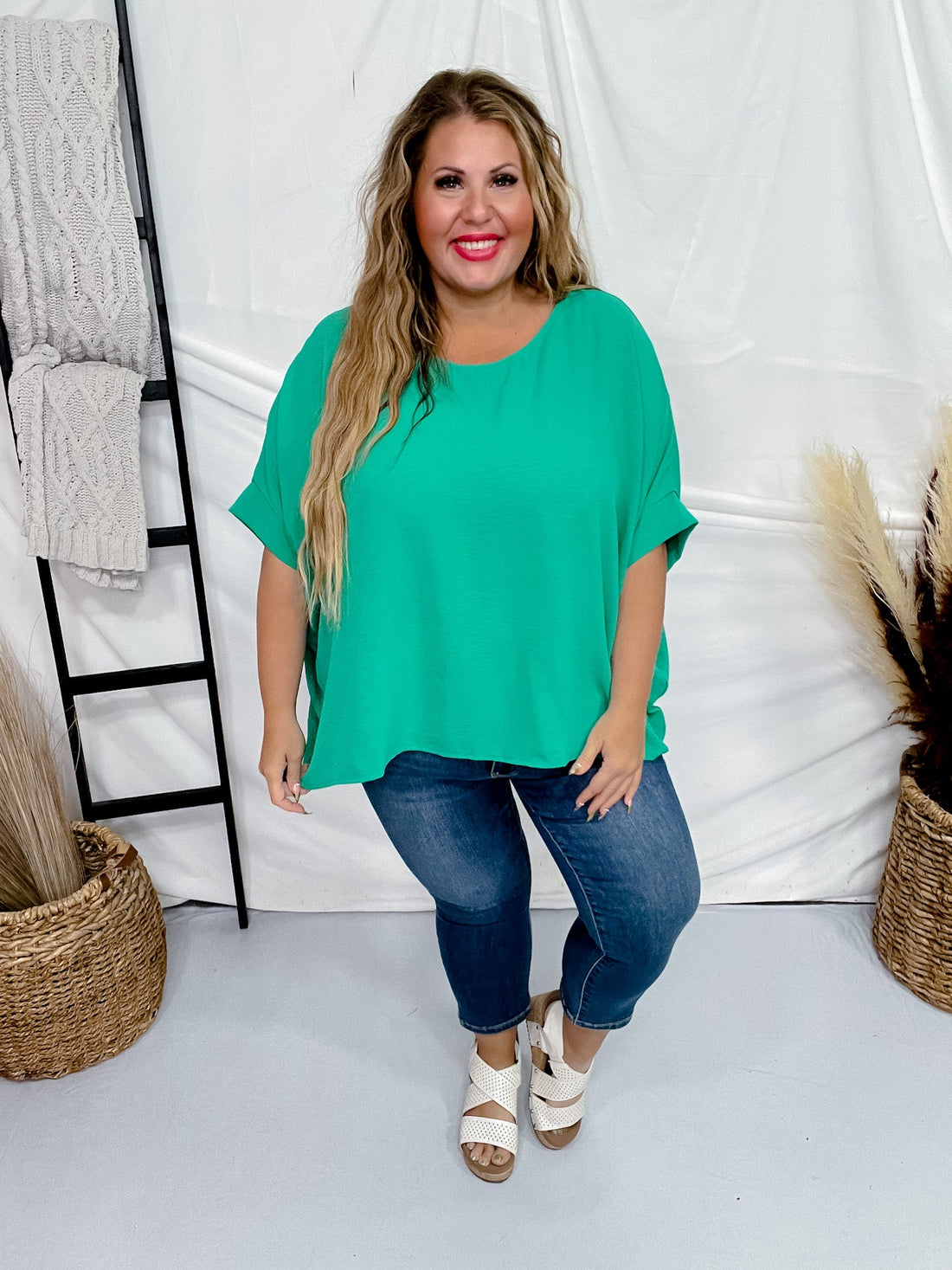 Emerald Poncho Like Dolman Sleeve Top - Whiskey Skies - ANDREE BY UNIT