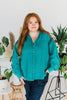 Emerald Washed Button Down Top - Whiskey Skies - ODDI