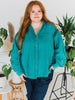 Emerald Washed Button Down Top - Whiskey Skies - ODDI