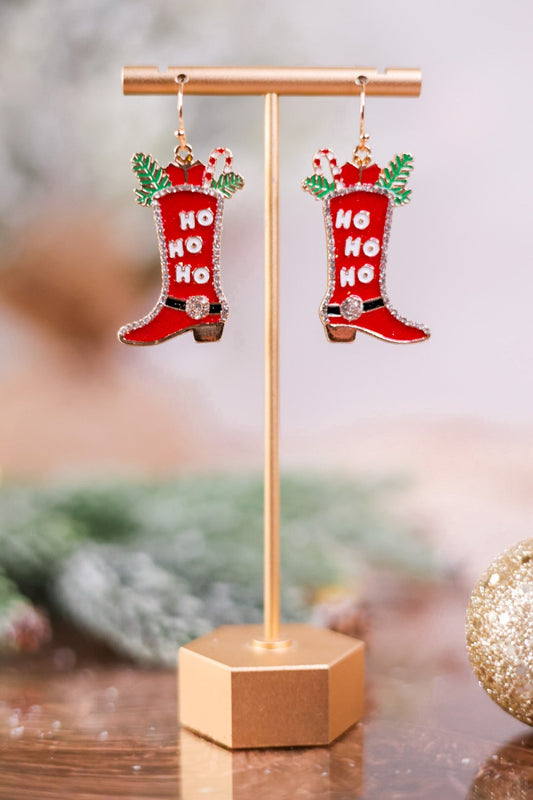 Enamel Festive Santa Boots Earrings - Whiskey Skies - PERIWINKLE BY BARLOW