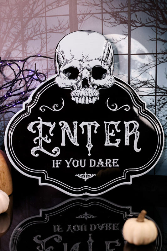 Enter If You Dare Metal Sign - Whiskey Skies - SPECIAL T IMPORTS INC