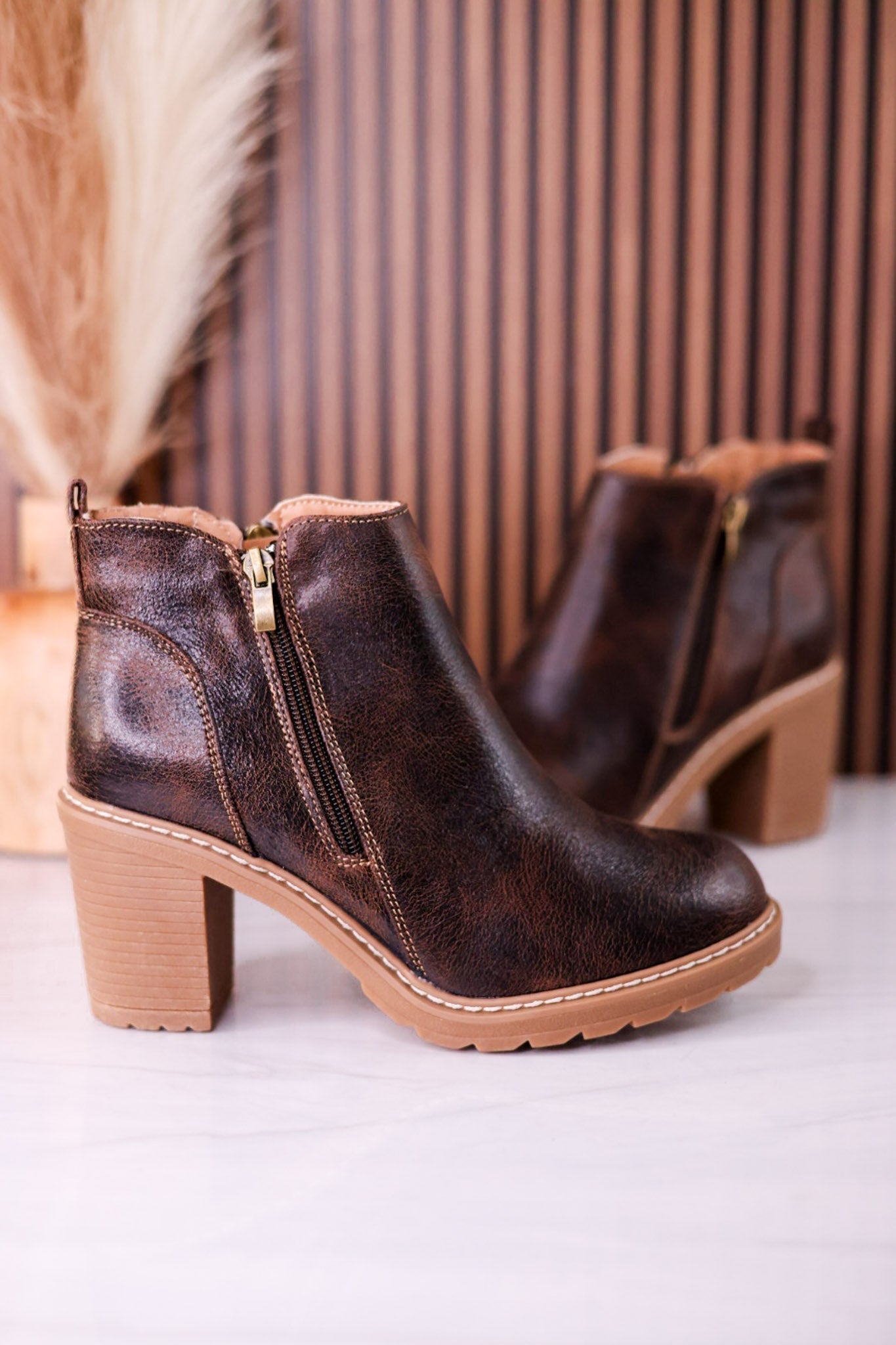 Espresso Crinkle Rock Top Bootie's - Whiskey Skies - CORKYS FOOTWEAR
