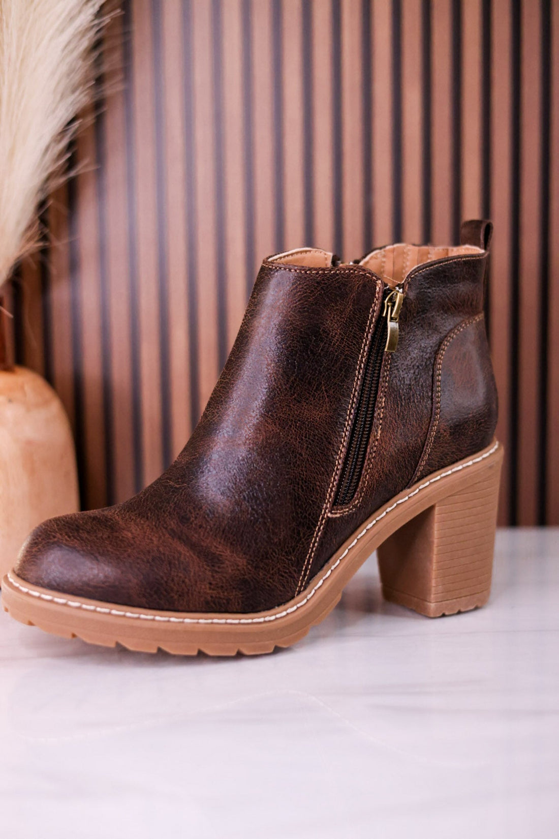 Espresso Crinkle Rock Top Bootie's - Whiskey Skies - CORKYS FOOTWEAR