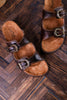 Espresso Crinkle Sandals With Engraved Buckles - Whiskey Skies - CORKYS FOOTWEAR