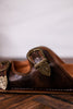 Espresso Crinkle Sandals With Engraved Buckles - Whiskey Skies - CORKYS FOOTWEAR
