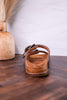 Espresso Crinkle Sandals With Engraved Buckles - Whiskey Skies - CORKYS FOOTWEAR