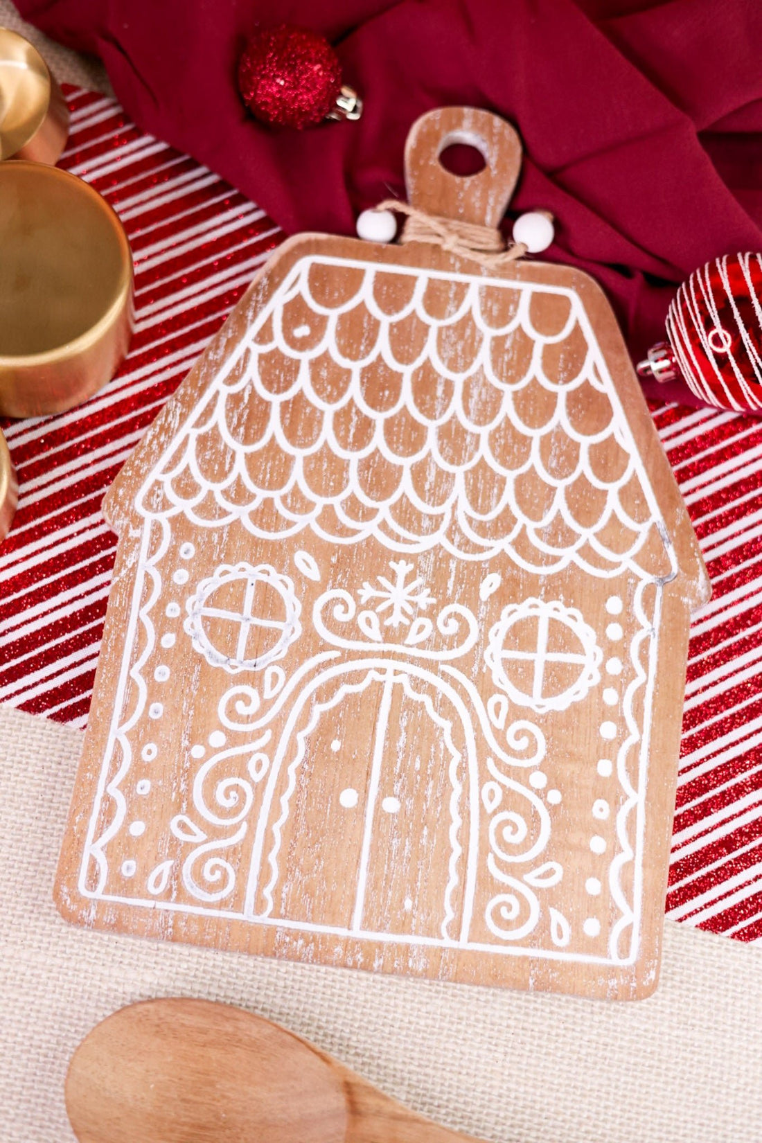 Etched Wooden Gingerbread House Decorative Trays (2 Styles) - Whiskey Skies - SPECIAL T IMPORTS INC