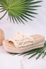 Eureka Ivory Macrame Slide Wedges - Whiskey Skies - VOLATILE