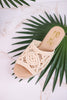Eureka Ivory Macrame Slide Wedges - Whiskey Skies - VOLATILE