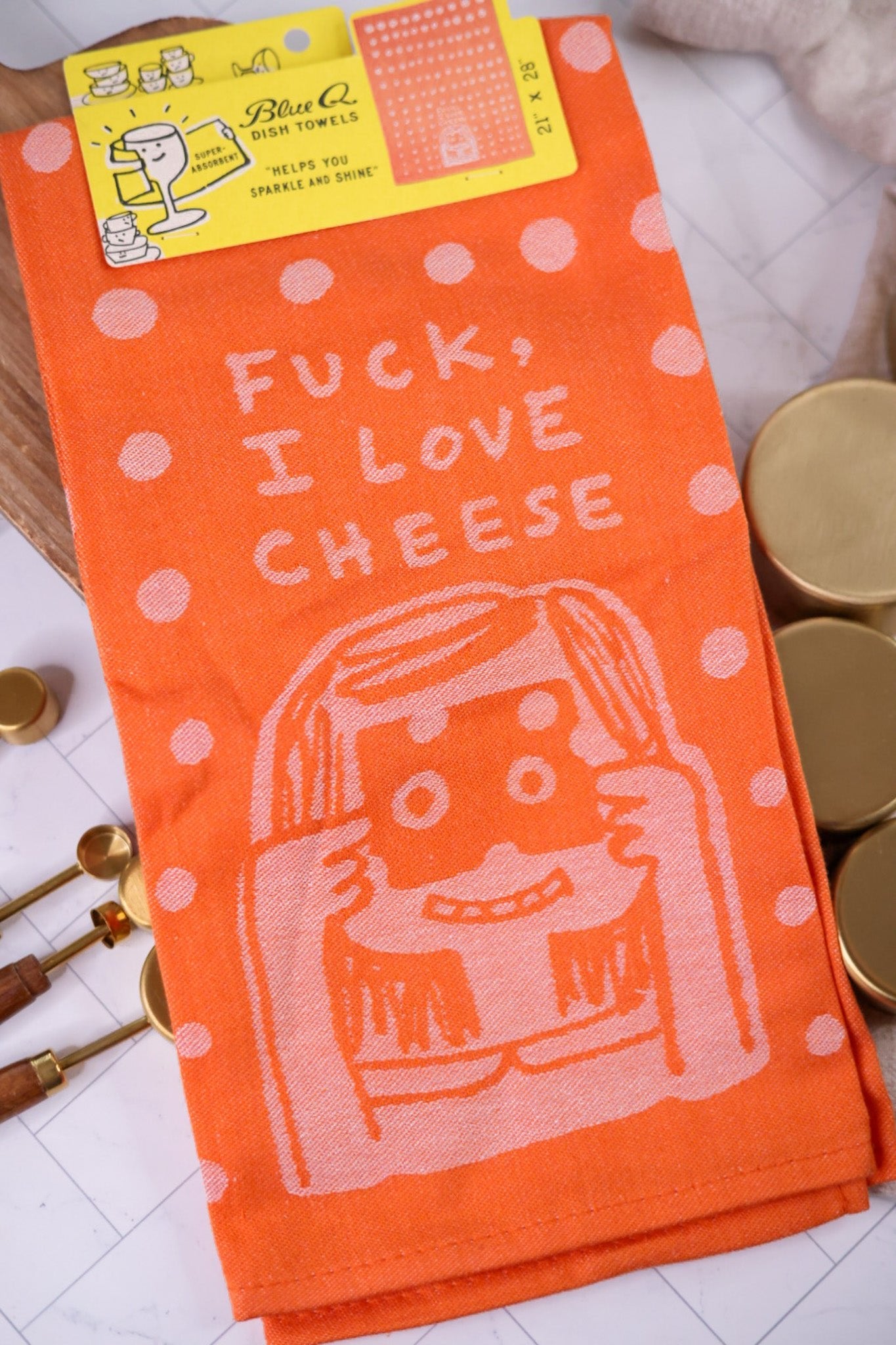 F*** I Love Cheese Dish Towel - Whiskey Skies - BLUE Q