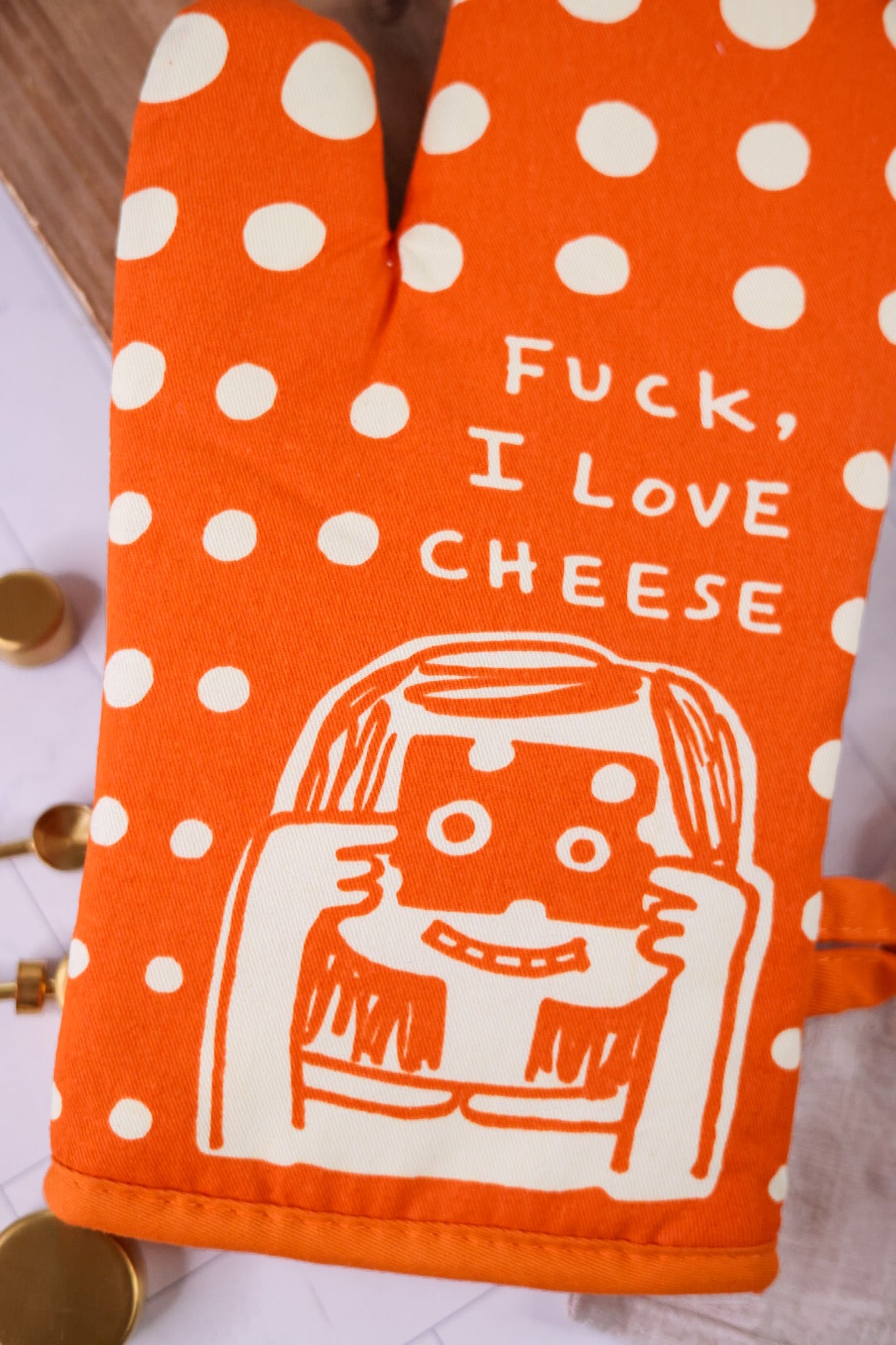 F*** I Love Cheese Oven Mitt - Whiskey Skies - BLUE Q