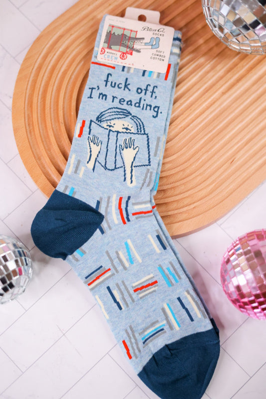 F*** Off, I'm Reading Crew Socks - Whiskey Skies - BLUE Q