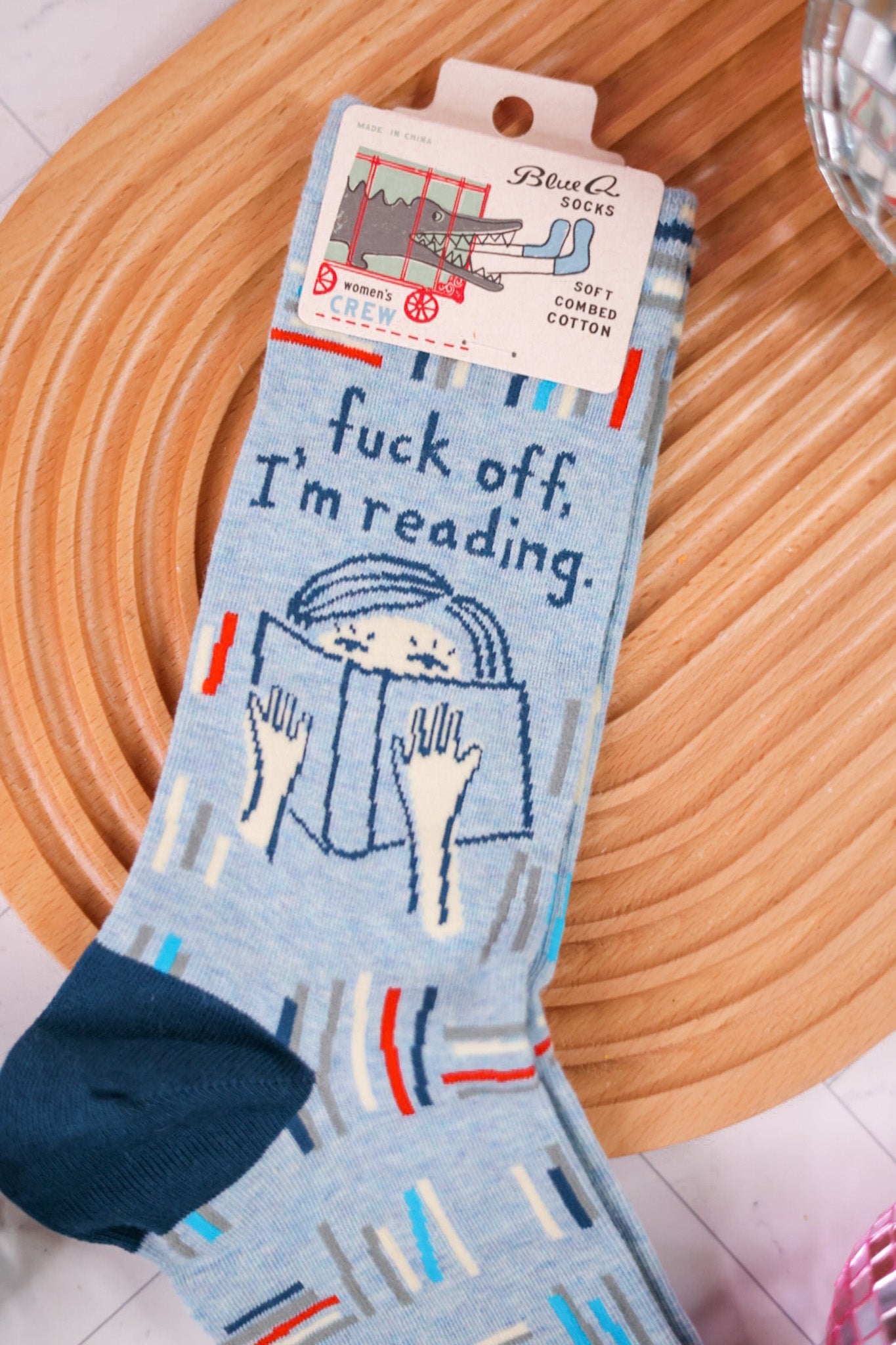 F*** Off, I'm Reading Crew Socks - Whiskey Skies - BLUE Q