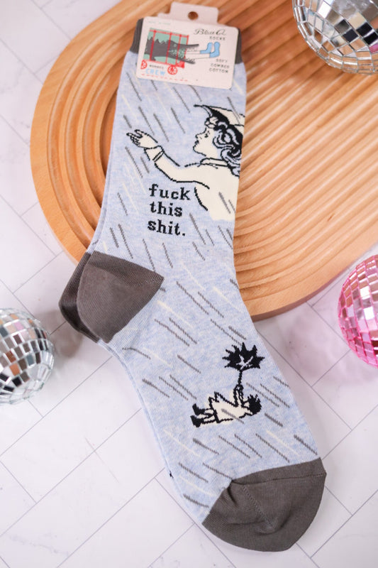 F*** This Shit Crew Socks - Whiskey Skies - BLUE Q