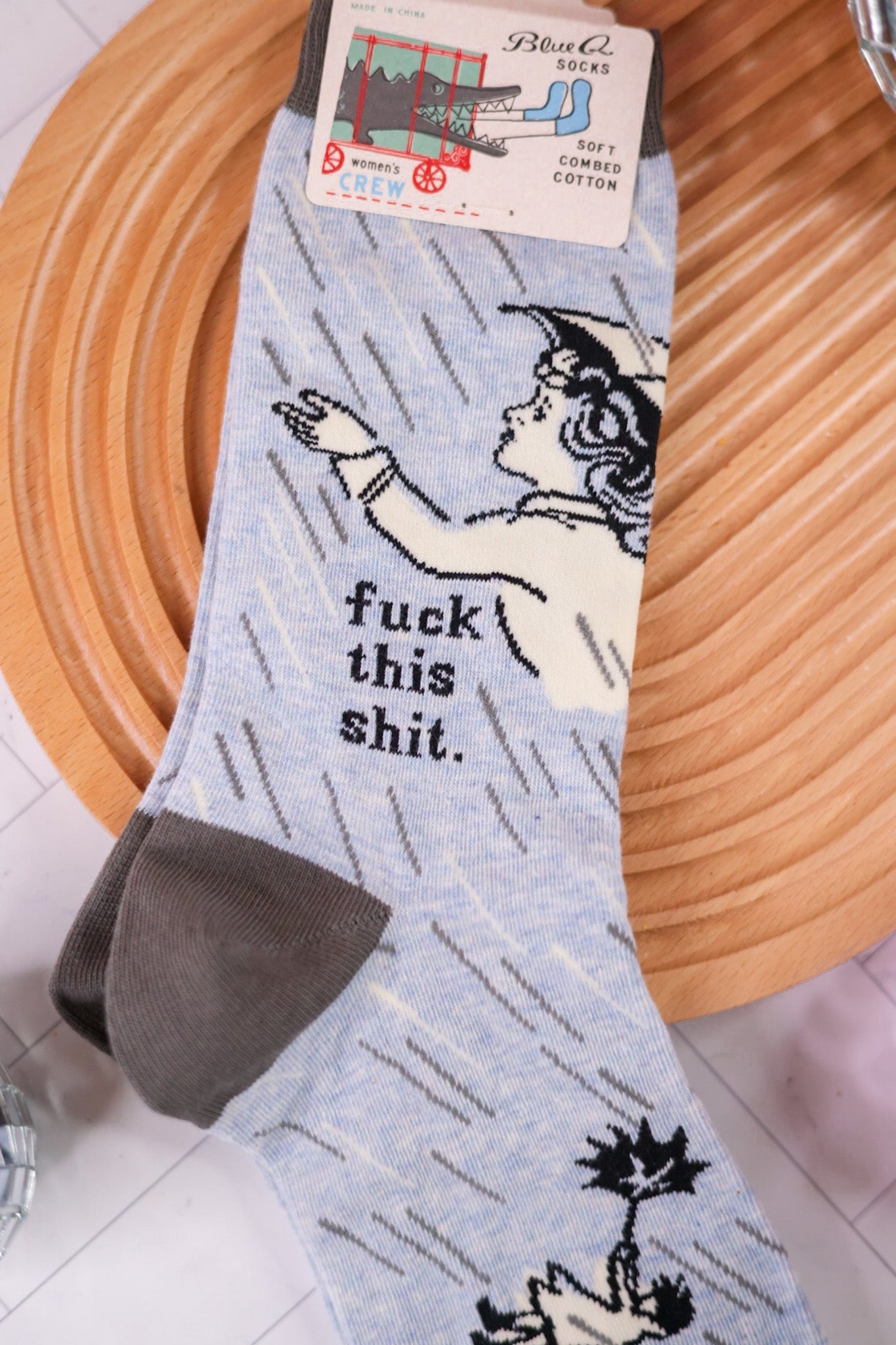 F*** This Shit Crew Socks - Whiskey Skies - BLUE Q