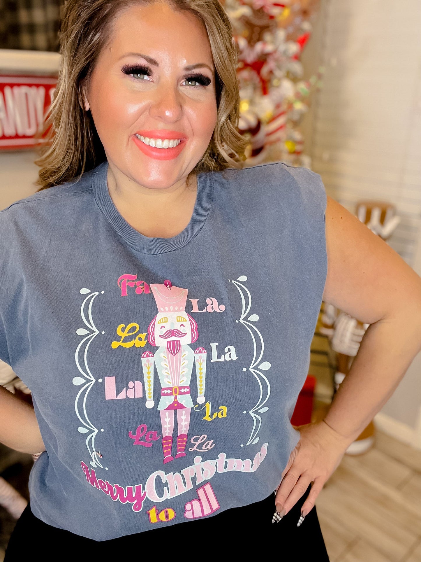 Fa La La Nutcracker Muscle Tee - Whiskey Skies - SOUTHERN BLISS COMPANY