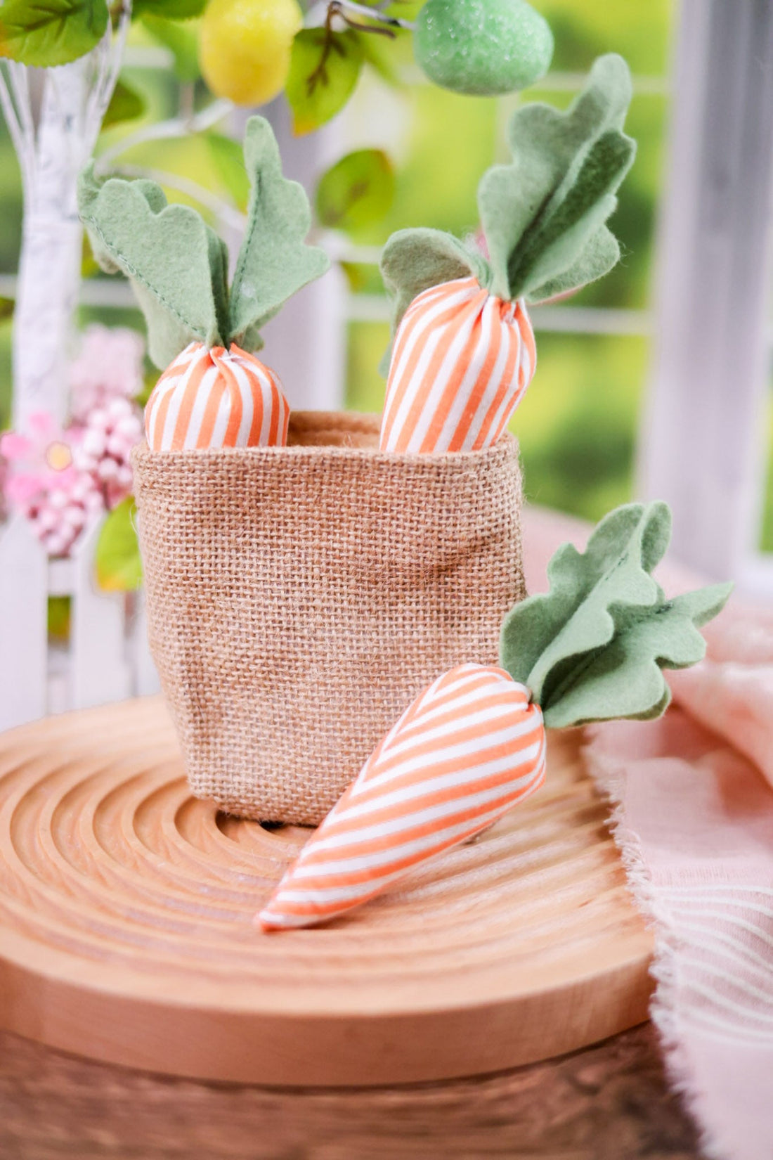 Fabric Carrots in Burlap Bag (2 Styles) - Whiskey Skies - TRANSPAC