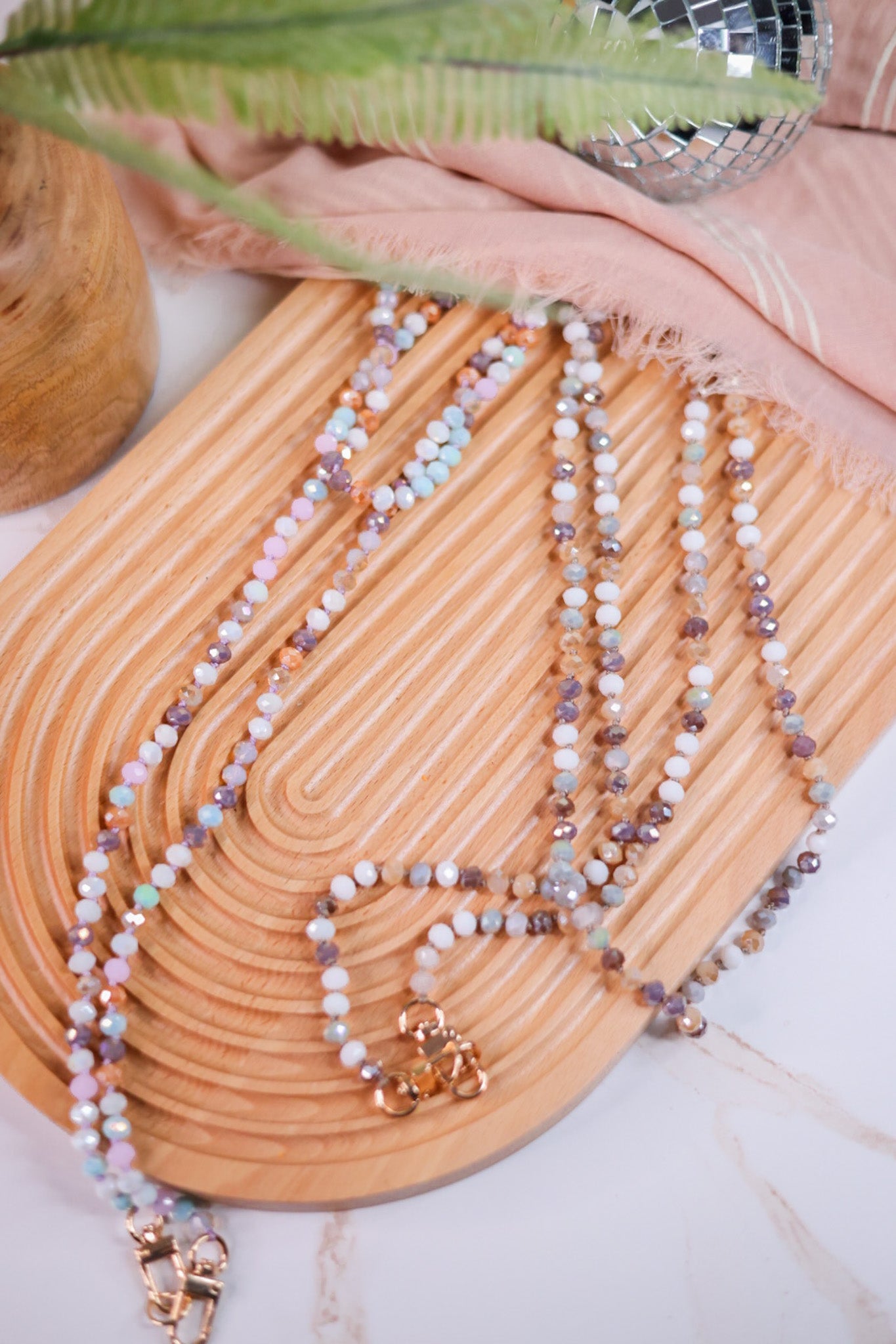 Faceted Bead Lanyard Phone Carrier (2 Styles) - Whiskey Skies - QUEENS DESIGNS