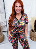 Fall Florals Short Sleeve Top & Joggers Loungewear Set - Whiskey Skies - SHIRLEY & STONE