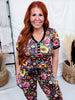 Fall Florals Short Sleeve Top & Joggers Loungewear Set - Whiskey Skies - SHIRLEY & STONE