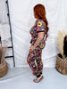 Fall Florals Short Sleeve Top & Joggers Loungewear Set - Whiskey Skies - SHIRLEY & STONE