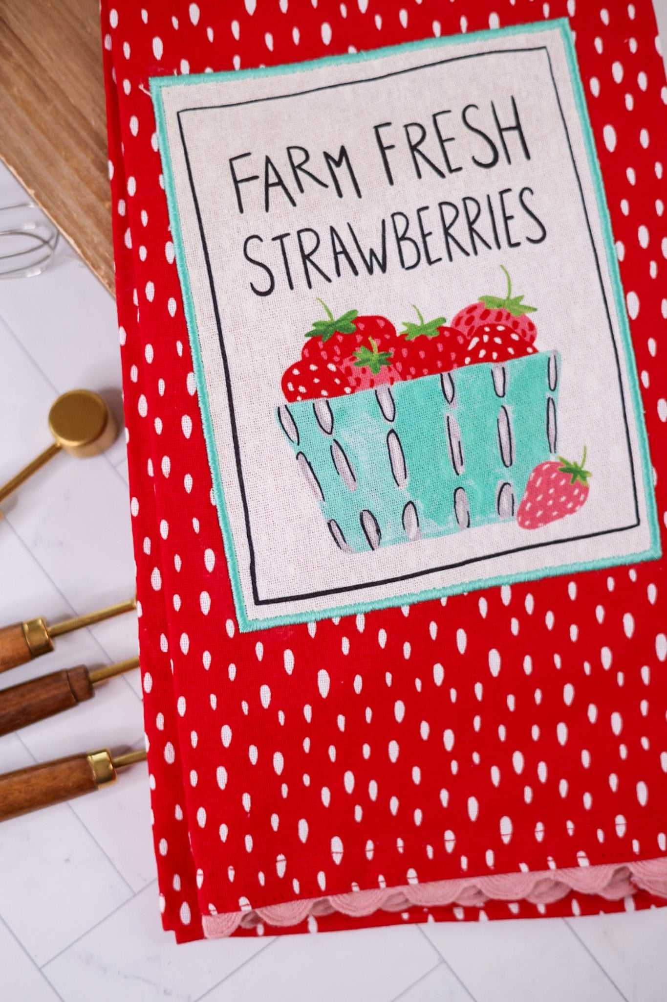 Farm Fresh Strawberries Tea Towel - Whiskey Skies - KAY DEE DESIGNS
