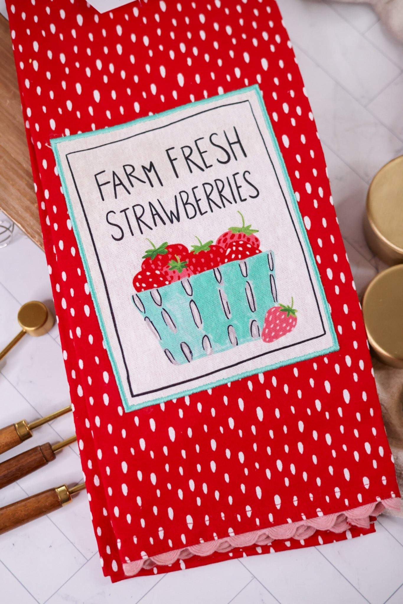 Farm Fresh Strawberries Tea Towel - Whiskey Skies - KAY DEE DESIGNS