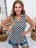 Fast Lane Black & White Checkered Tank Top - Whiskey Skies - STERLING KREEK