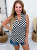 Fast Lane Black & White Checkered Tank Top - Whiskey Skies - STERLING KREEK