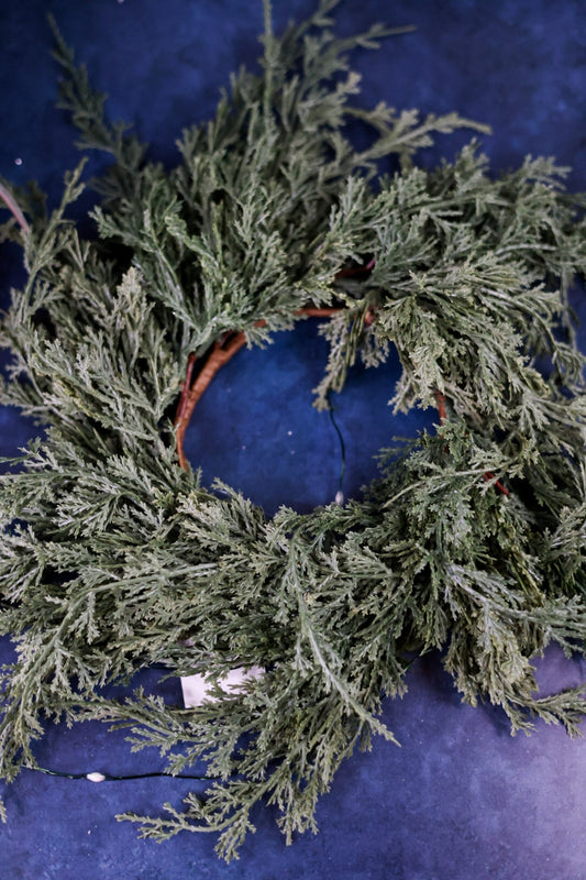 Faux Dark Green Juniper Candle Ring - Whiskey Skies - WT COLLECTION