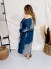 Faux Fur Collar Coat Style denim Midi Length Dress - Whiskey Skies - DAVI & DANI