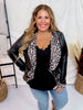 Faux Leather & Leopard Open Blazer - Whiskey Skies - HEIMISH
