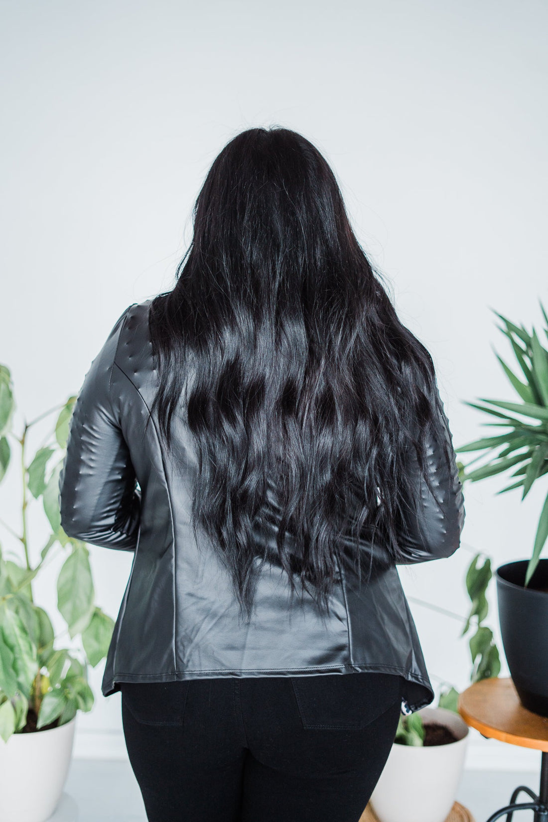 Faux Leather & Leopard Open Blazer - Whiskey Skies - HEIMISH