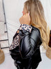 Faux Leather & Leopard Open Blazer - Whiskey Skies - HEIMISH