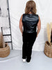 Faux Leather Vest With Leopard Print Ties - Whiskey Skies - 2 FLY CO.