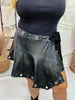 Faux Leather Wrap Skirt W/ Grommet Detail - Whiskey Skies - BLUE B