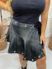 Faux Leather Wrap Skirt W/ Grommet Detail - Whiskey Skies - BLUE B