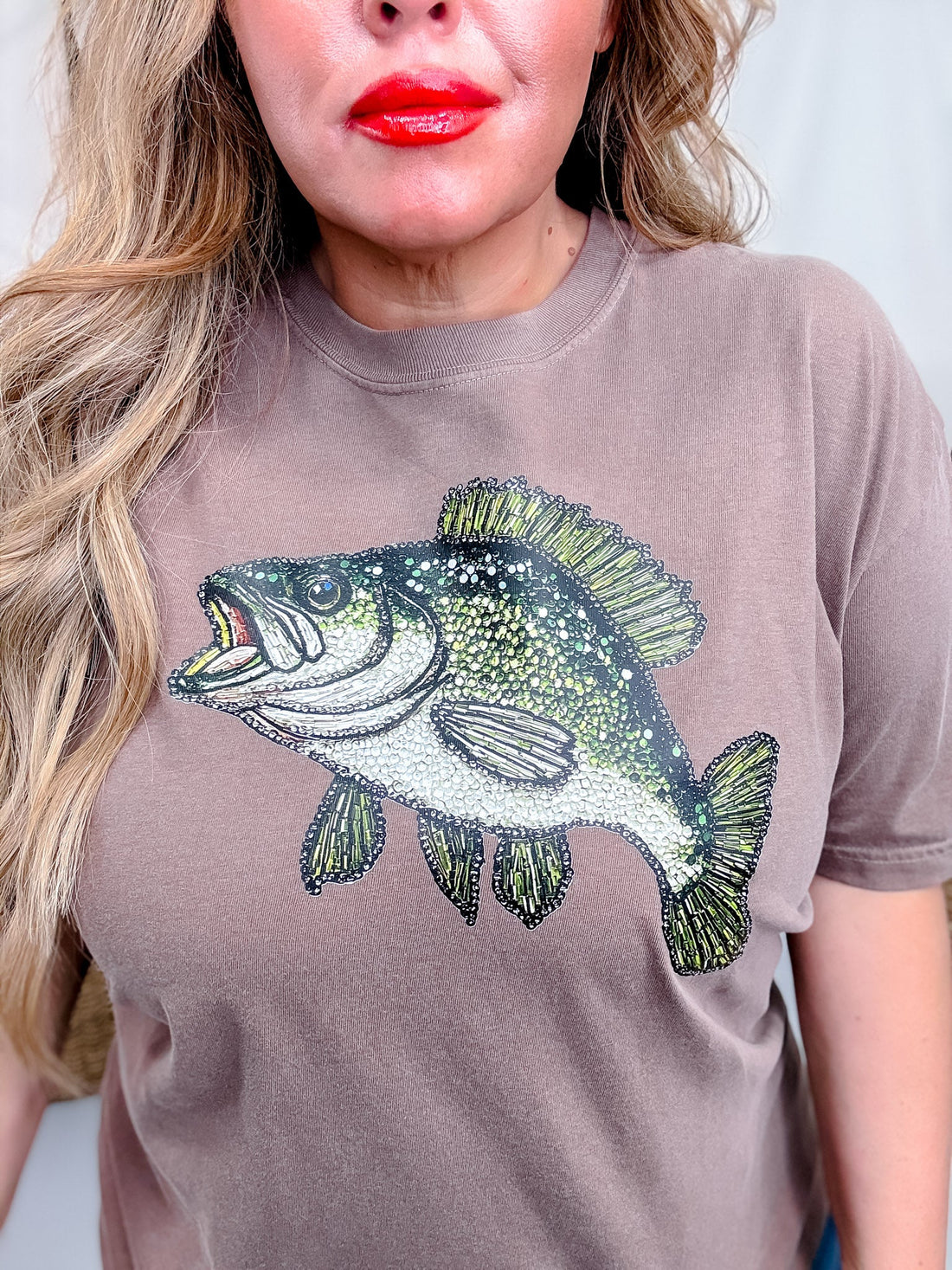 Faux Rhinestone Bass Graphic Tee - Whiskey Skies - THE LATTIMORE CLAIM