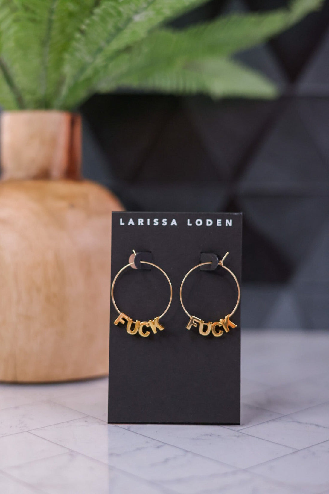 F*ck Gold Earrings - Whiskey Skies - LARISSA LODEN