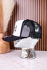 "Feral" Black & White Print Trucker Hat - Whiskey Skies - 1/2 PENNY WHOLESALE
