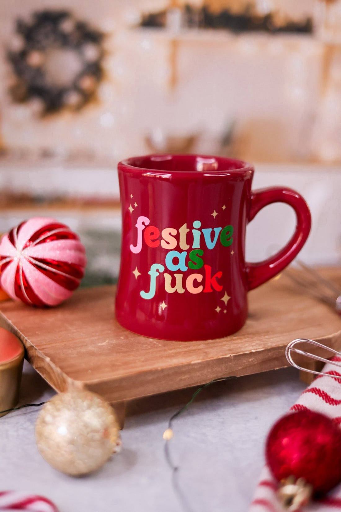 Festive As F*ck Holiday Diner Mug - Whiskey Skies - TALKING OUT OF TURN