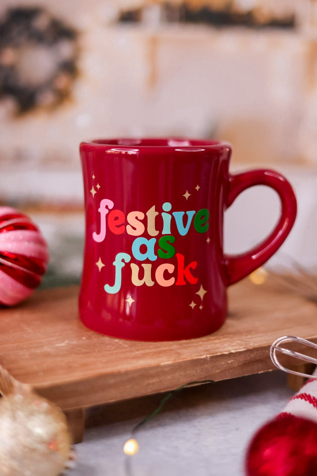 Festive As F*ck Holiday Diner Mug - Whiskey Skies - TALKING OUT OF TURN