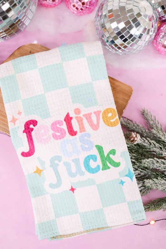 Festive As F*ck Kitchen Towel - Whiskey Skies - TALKING OUT OF TURN