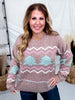 Festive Fluffy Christmas Tree Sweater In Gingerbread - Whiskey Skies - ADORA