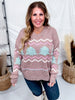 Festive Fluffy Christmas Tree Sweater In Gingerbread - Whiskey Skies - ADORA