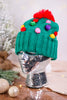 Festive Knit Beanie with Multicolored Pom Poms - Whiskey Skies - COCO + CARMEN