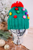 Festive Knit Beanie with Multicolored Pom Poms - Whiskey Skies - COCO + CARMEN