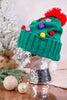 Festive Knit Beanie with Multicolored Pom Poms - Whiskey Skies - COCO + CARMEN