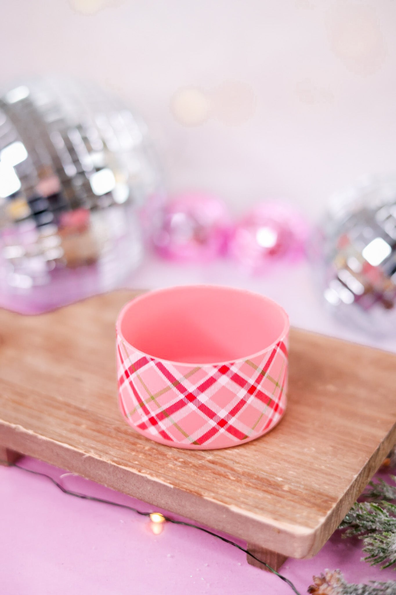 Festive Plaid Silicone Tumbler Boot - Whiskey Skies - THE DARLING EFFECT